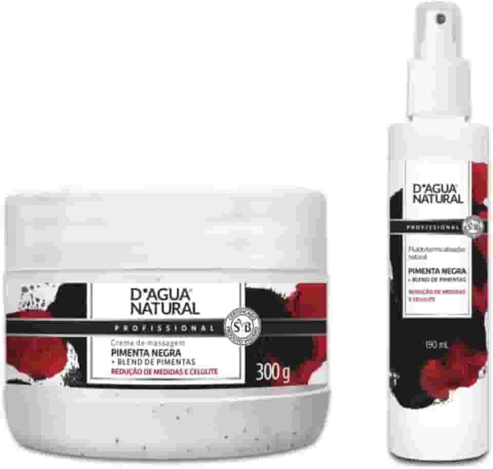Kit Redutor de Medidas Corporais Creme Pimenta Negra 300g e Fluído Termo Ativador 190ml DAGUA NATURAL