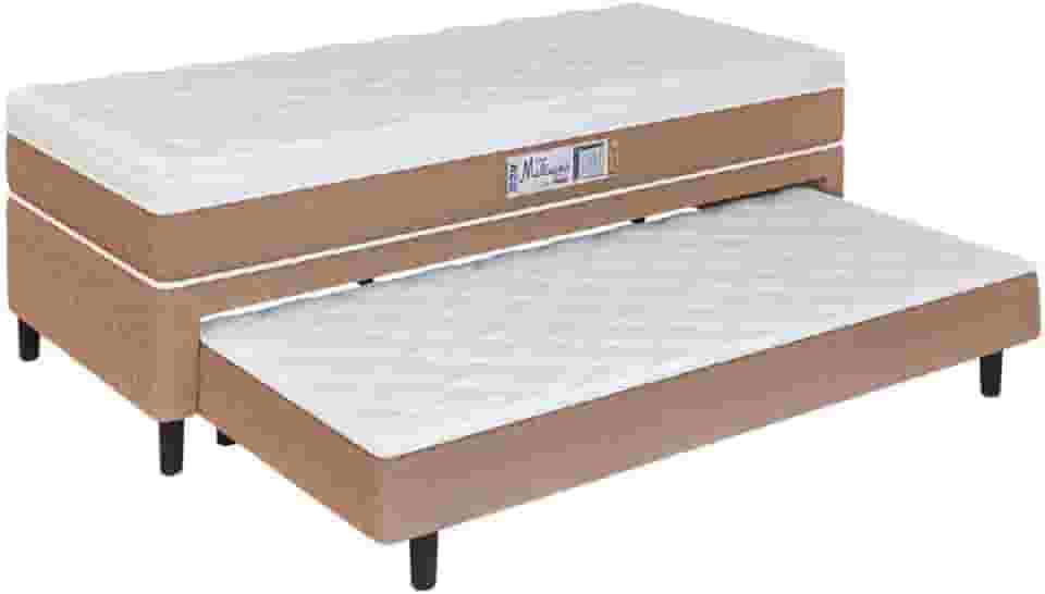 Cama Box Solteiro Com Cama Auxiliar Conjugada Espuma D28 Aspen 88x188x53cm Marrom/Branco Hellen