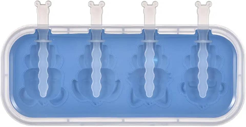 Máquina de picolé, molde caseiro reutilizável de picolé de 4 grelhas, molde de picolé de silicone de grau alimentício, molde de sorvete infantil de fácil liberação, máquina de picolé