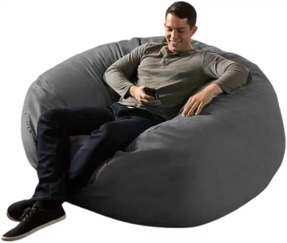 Pufe Gigante Redondo em Suede, 140cm x 20cm, Cinza, Sem Enchimento, com Zíper Duplo