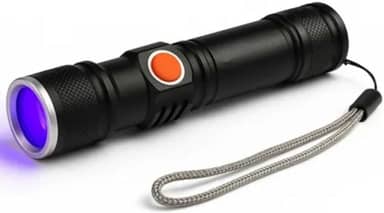 Lanterna LED UV Recarregável – Luz Negra 3 modos, zoom, à prova d'água, alumínio – Detecta notas falsas, escorpiões, vazamentos, seca esmalte gel - YASDA