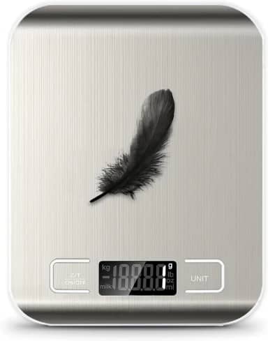 Balança de Cozinha Digital em Aço Inox Resistente, Base Antiderrapante, Alta Precisão para Alimentos, Visor LCD Iluminado, Multifunções, Pesagem Precisa de 1g a 10kg, Resistente à Água