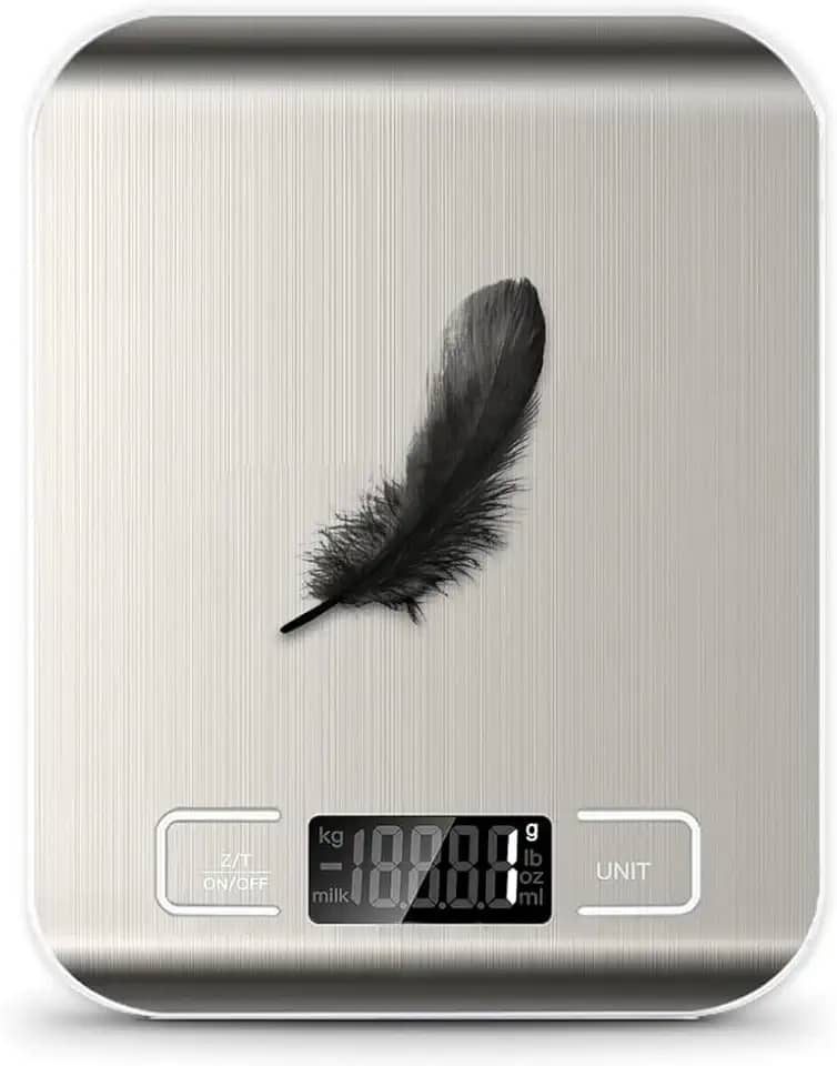 Balança de Cozinha Digital em Aço Inox Resistente, Base Antiderrapante, Alta Precisão para Alimentos, Visor LCD Iluminado, Multifunções, Pesagem Precisa de 1g a 10kg, Resistente à Água