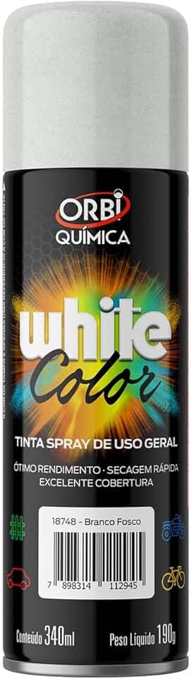 Tinta Spray 340ml Uso Geral Diversas Cores Automotivo (Branco Fosco)