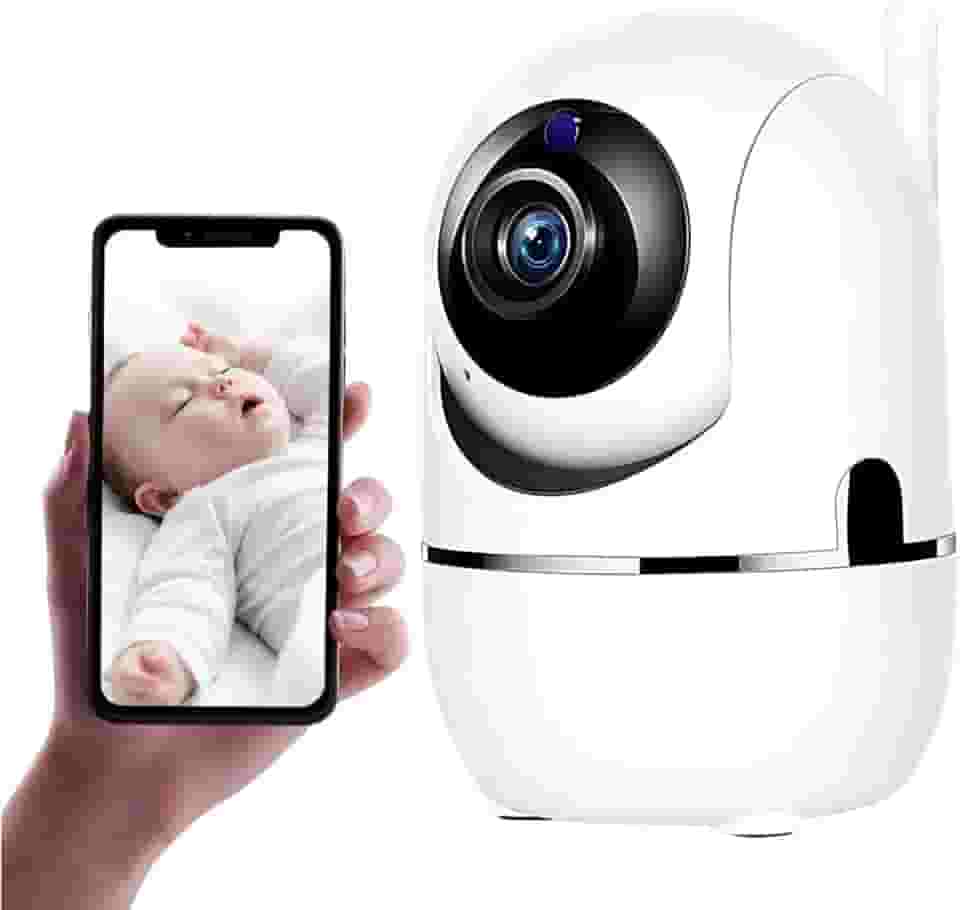 Câmera Babá Eletrônica Giratória 1080p Full HD com Visão Noturna, Alerta De Movimento e App