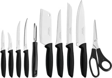 Jogo de Facas Tramontina Plenus com Lâminas em Aço Inox e Cabos de Polipropileno Preto 10 Peças
