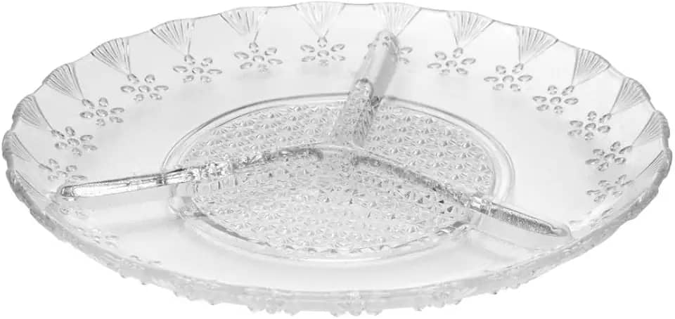 LYOR - Petisqueira de Vidro com 3 Divisórias Floral 19,5cm