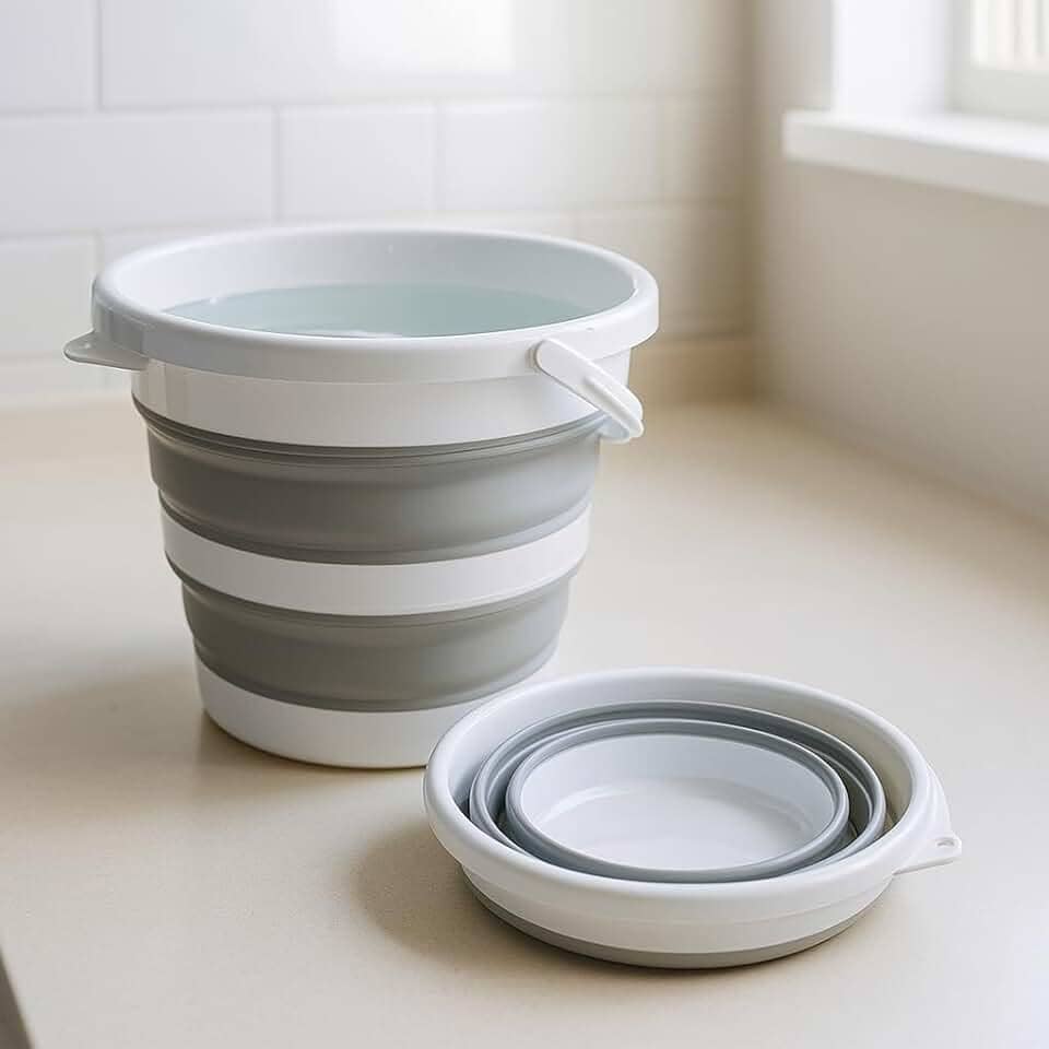 Balde Retrátil De Silicone 5 Litros Dobrável Com Alça Ergonômica Compacto Resistente Para Casa Carro Camping E Viagens Cor Sortido