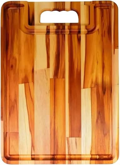 Tábua de Corte Carne em Madeira Moderna Teca para Churrasco, Legumes e Servir - Design Elegante e Resistente