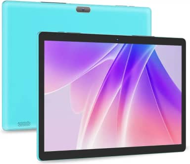 PRITOM Tablet M10 de 10 polegadas - tablets Android 13 com 64 GB, expansão de 512 GB, quad-core, tela HD IPS, câmera dupla, Wi-Fi, Bluetooth, ciano