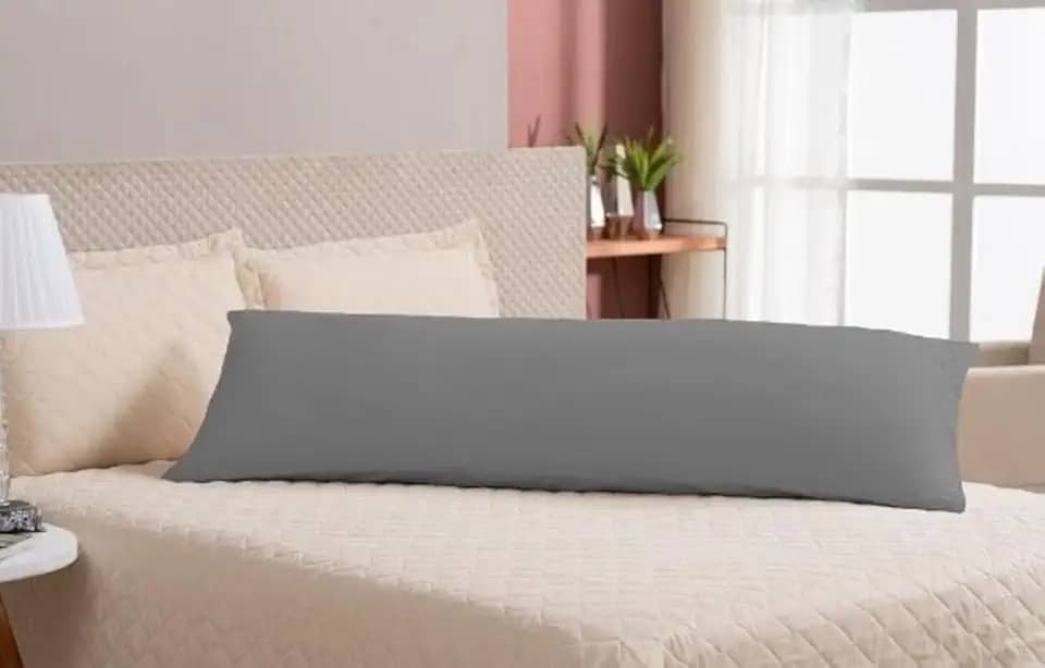 Xuxão Travesseiro de Corpo Antialérgico + Fronha Lavável Com Zíper (Cinza)