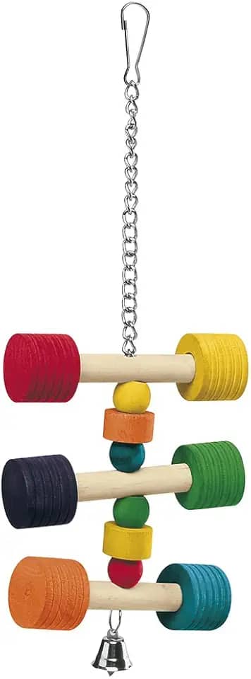 Ferplast PA 4091, Brinquedo para Papagaios, Colorido, com Sininho, Madeira Ferplast para Pássaros, variado