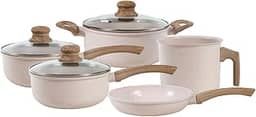 Jogo de Panelas de Alumínio Revestimento Cerâmico com Antiaderente Ecoglide Tuut Vanilla 5 peças