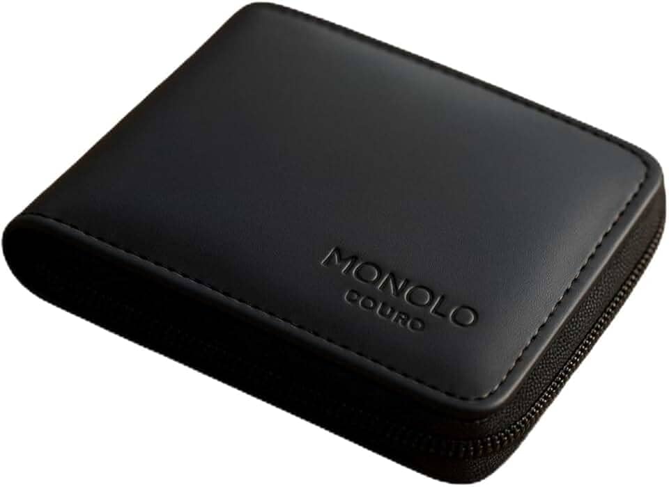 Carteira Masculina Couro Legítimo Ziper Porta Cartão Documentos Crédito CNH Grande Completa Monolo