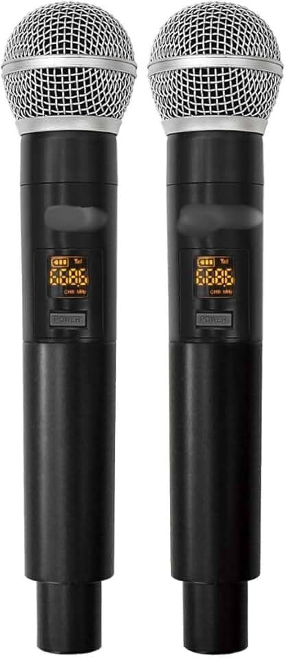 Microfone Sem Fio Profissional Duplo Dylan DW-602 Max – UHF com 26 Canais, Visor Digital e Cápsula Cardioide