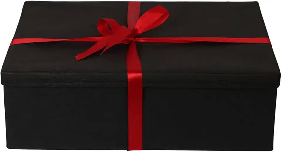 Caixa preta para presente padrão premium luxo tamanho P M ou G com fitas para laço vermelha ou dourada Para Presentes Especiais, Kits ou Brindes dia dos namorados (Laço vermelho, G 42x15x28)