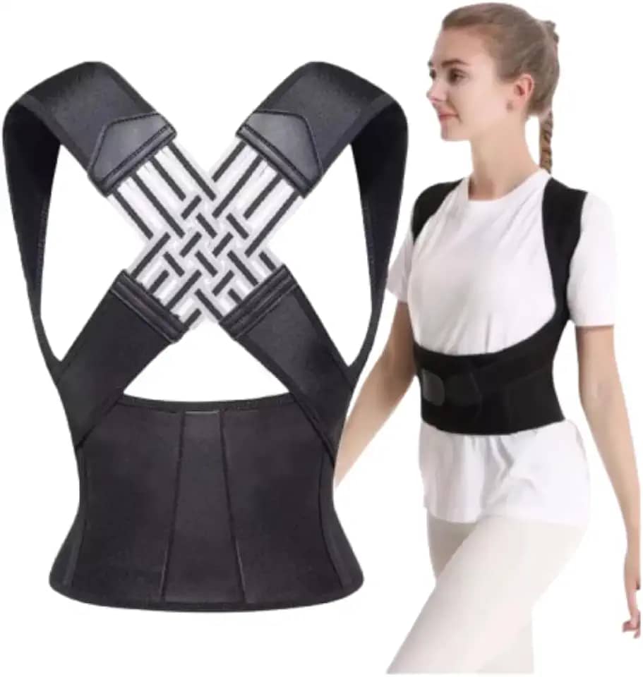 Colete Corretor Postural Unissex, Alívio de Dores nas Costas, Suporte Lombar Ajustável, Correção de Postura Cervical e Melhora, Alivia a Dor Muscular com Tecido Respirável e Lavável, Discreto para Uso Diário Cinta Colete Postural Corretor para Uso diário