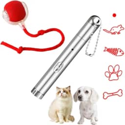 sagact Conjunto de brinquedos interativos para gatos – bola de perseguição inteligente de 3 modos com ponteiro de luz vermelha de 5 LEDs, carregamento rápido USB e material ABS durável – Brinquedos