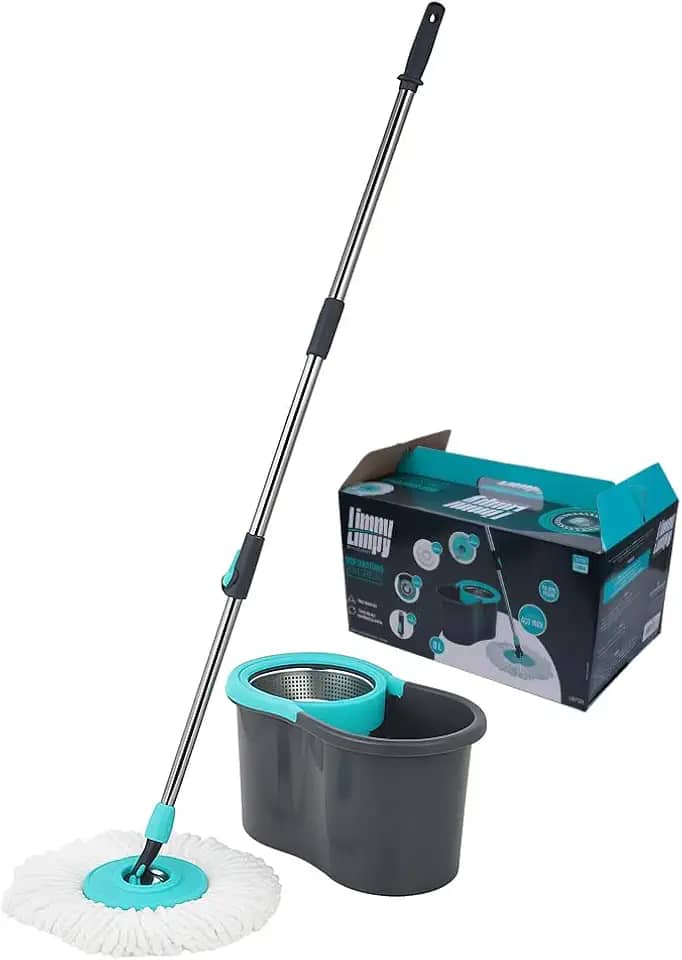 Mop Giratório Com Balde 8L Centrifuga Inox Esfregão Mágico