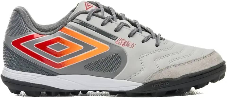 Chuteira Umbro Pro 5 Bump Club Society Cinza e Laranja