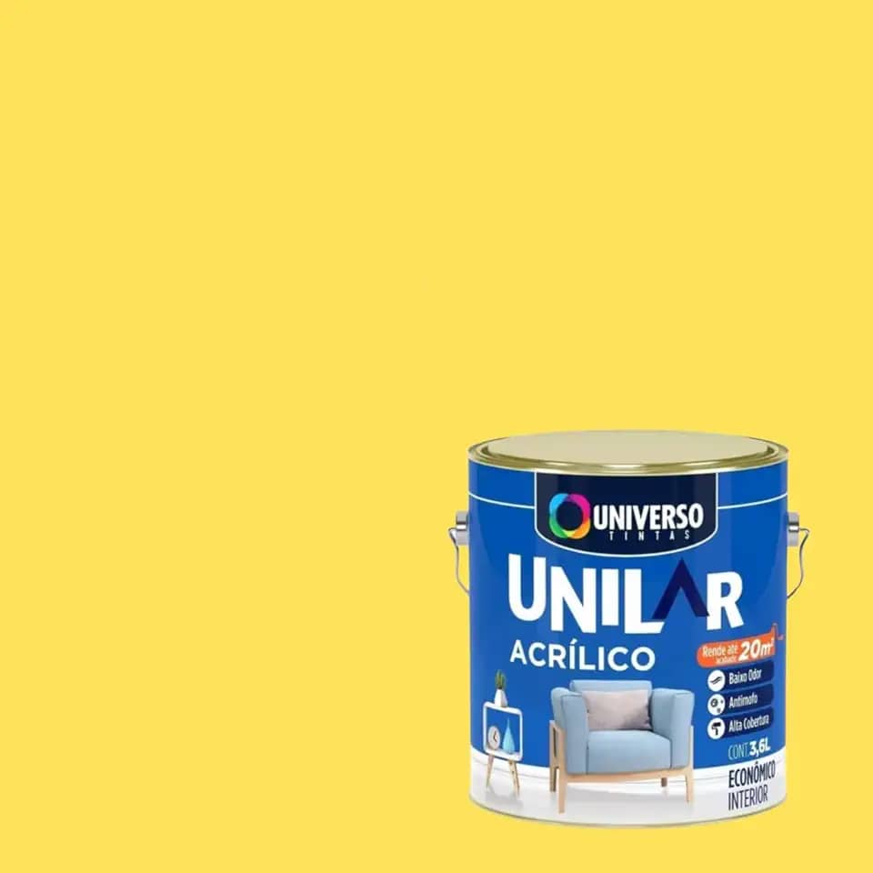 Tinta Acrílica Antimofo Unilar 3,6l Escolha sua Cor (Amarelo Ipê)