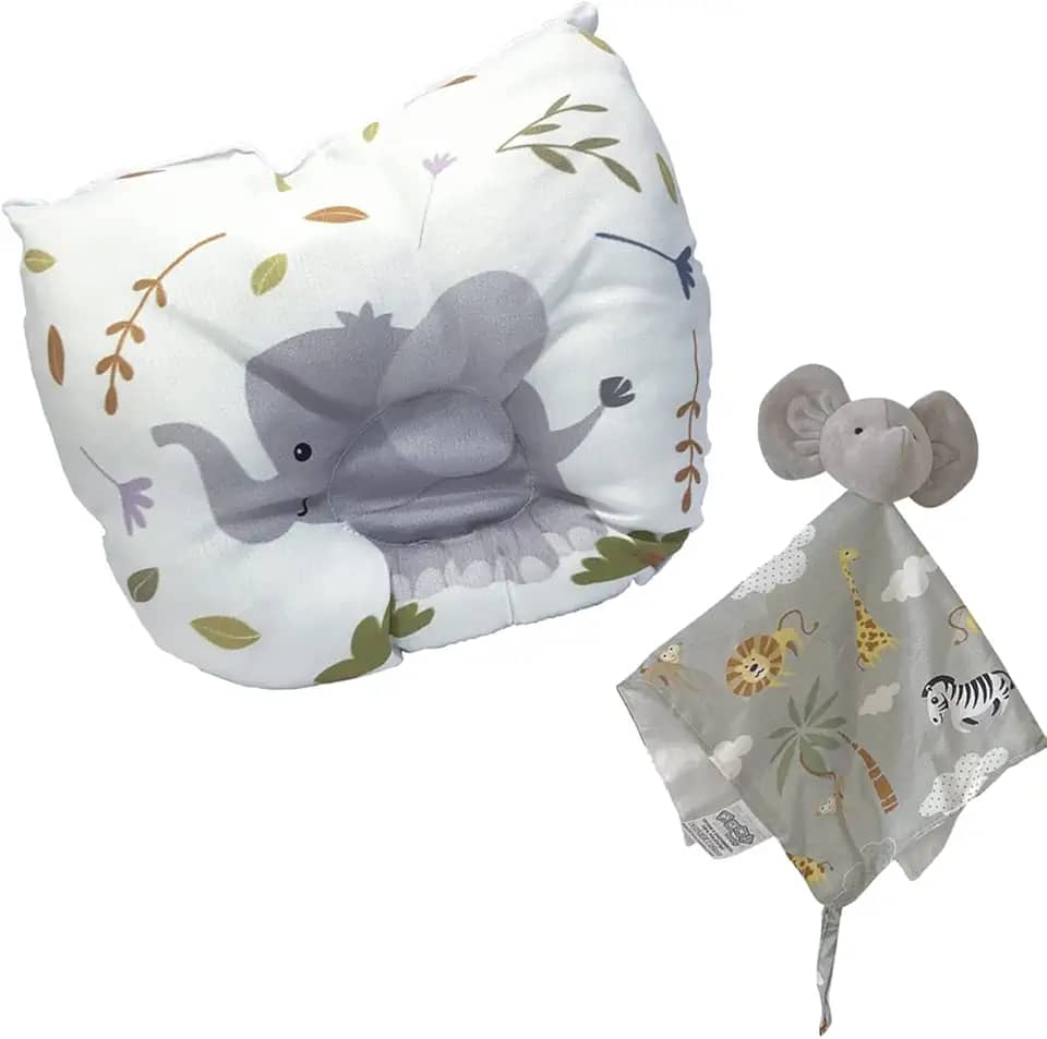 MaxiBaby Kit Naninha De Pelúcia E Travesseiro Para Bebê Maxi Baby - Elefante