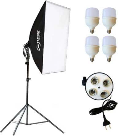Kit Softbox com 4 lampadas LED e tripé de 2m, luz contínua para estúdio foto e vídeo