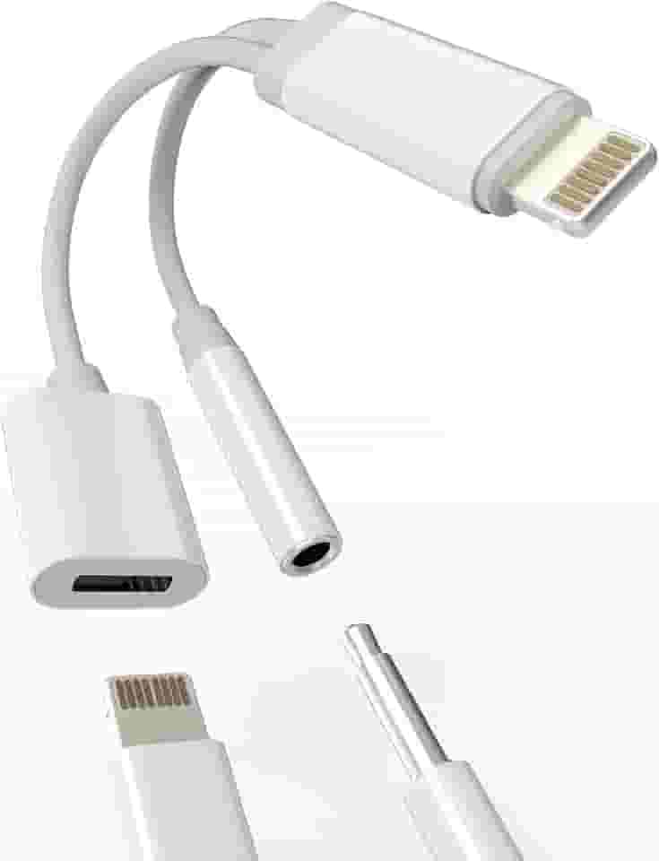 Adaptador auxiliar para iPhone para conector de fone de ouvido Dongle 2 em 1 Lightning para divisor de 3,5 mm, adaptador de carregamento de áudio certificado MFI para fones de ouvido 13 12 11 Pro Max
