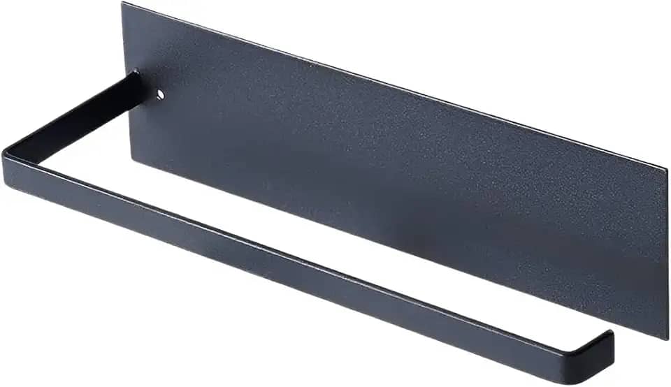 Porta Papel Toalha Multiuso Suporte Rolo e Toalha para Cozinha Banheiro Prático Facil de instalar (preto)