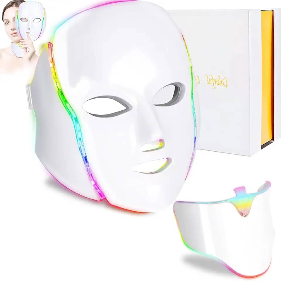 Mascara de Led Facial, Mascara LED, 7 Cores, Portátil, Pronto para Uso, 900 g