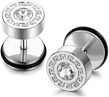 Brincos masculinos de zircônia cúbica de aço inoxidável