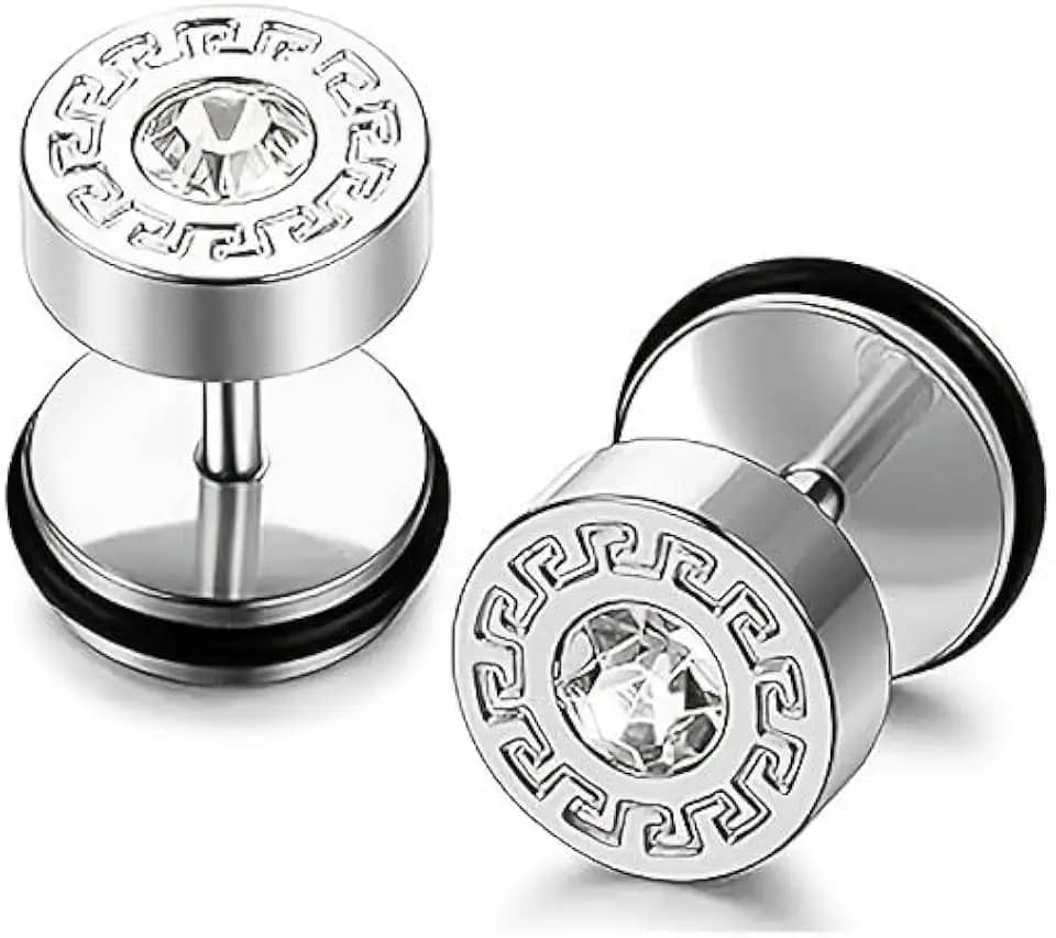 Brincos masculinos de zircônia cúbica de aço inoxidável