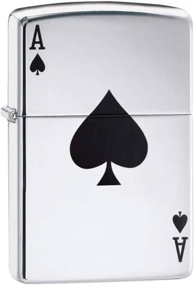 Zippo Isqueiro de bolso Ace of Spades 24011, cromado altamente polido