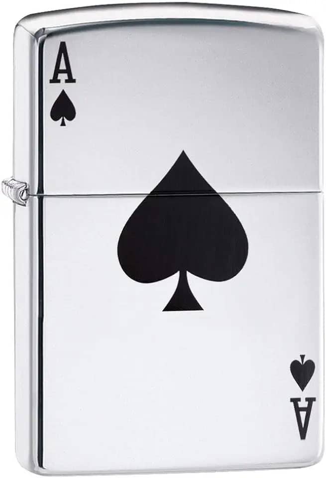 Zippo Isqueiro de bolso Ace of Spades 24011, cromado altamente polido
