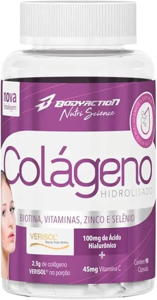 Colageno Verisol Hidrolisado com Acido Hialuronico 90 caps Bodyaction MP