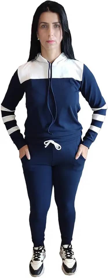 Conjunto De Frio Feminino Calça + blusa Inverno Frio Moletom Malha Crepe Com Capuz e Bolso