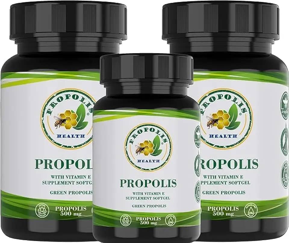 PRÓPOLIS EM CÁPSULAS - KIT 3 PRÓPOLIS VERDE COM VITAMINA E- EM CÁPSULA 1000MG POR DIA - SUPLEMENTO PARA 150 DIAS