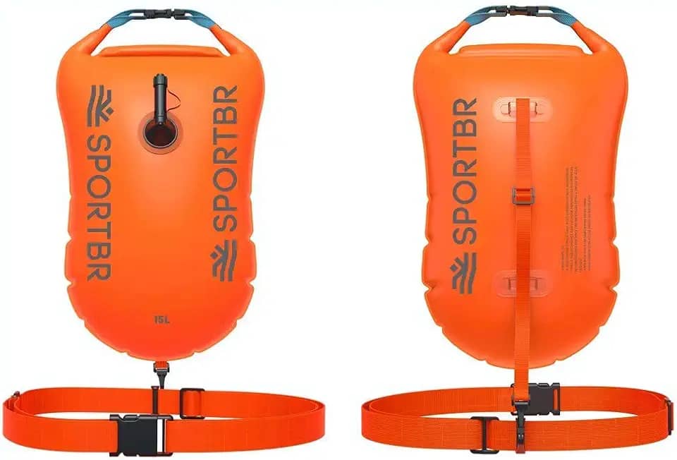 SPORTBR - Bóia e Sinalizador para Natação em Mar Aberto - Bóia com Apito, Faixa de Segurança, Item de Sinalização, Dispositivo para Águas Abertas, Bóia para Nadadores, Kit Salva-vidas