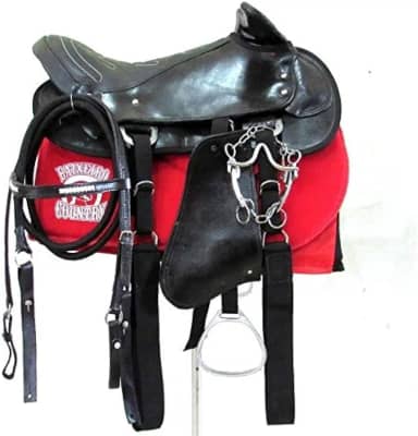 Sela Australiana De Cabeça Preta Para Cavalgadas e Passeios Completa Com Freio Inox e Baixeiro