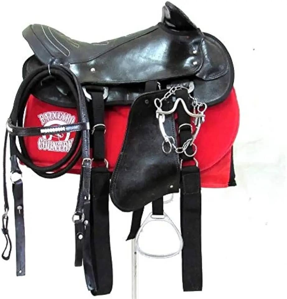 Sela Australiana De Cabeça Preta Para Cavalgadas e Passeios Completa Com Freio Inox e Baixeiro