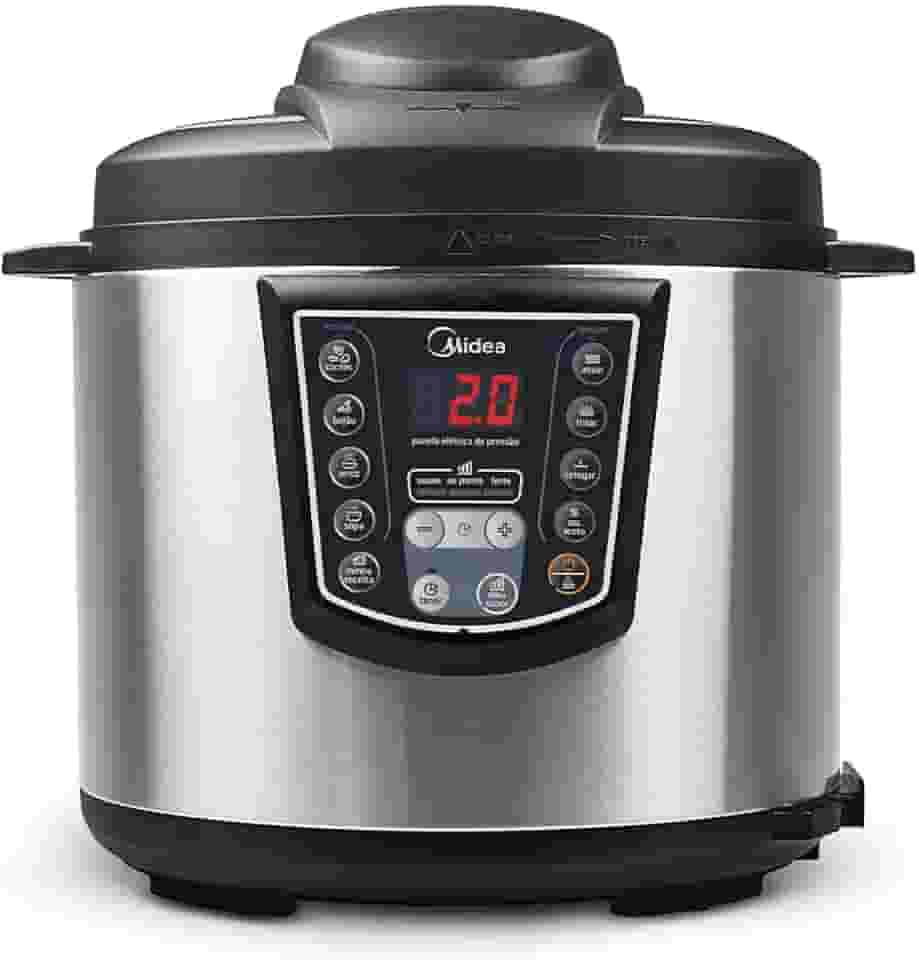 Midea Panela de Pressão Elétrica 6L Digital, Inox/Preto, 220v