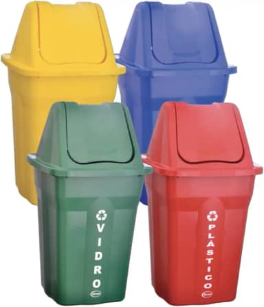 Kit Coleta Seletiva Com 4 Lixeiras Com Tampa Basculante 60L