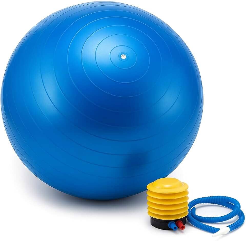 Bola de Pilates Yoga 55 cm com Bomba – Suporta até 200 kg – Látex Premium Antiestouro e Textura Antiderrapante – Pilates Yoga Academia Reabilitação e Fisioterapia