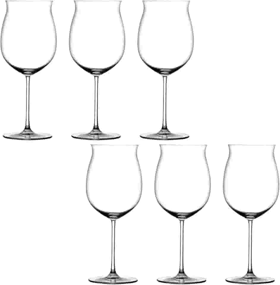 Jogo com 6 Taças de Vinho Bordeaux Boca Larga em Cristal Titânio 650ml