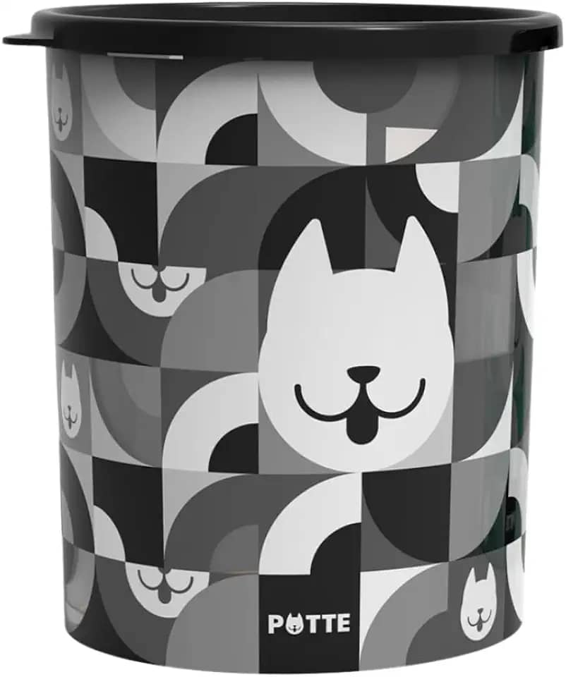 Pote Porta Ração Com Tampa 2.1L Multiuso (Preto)