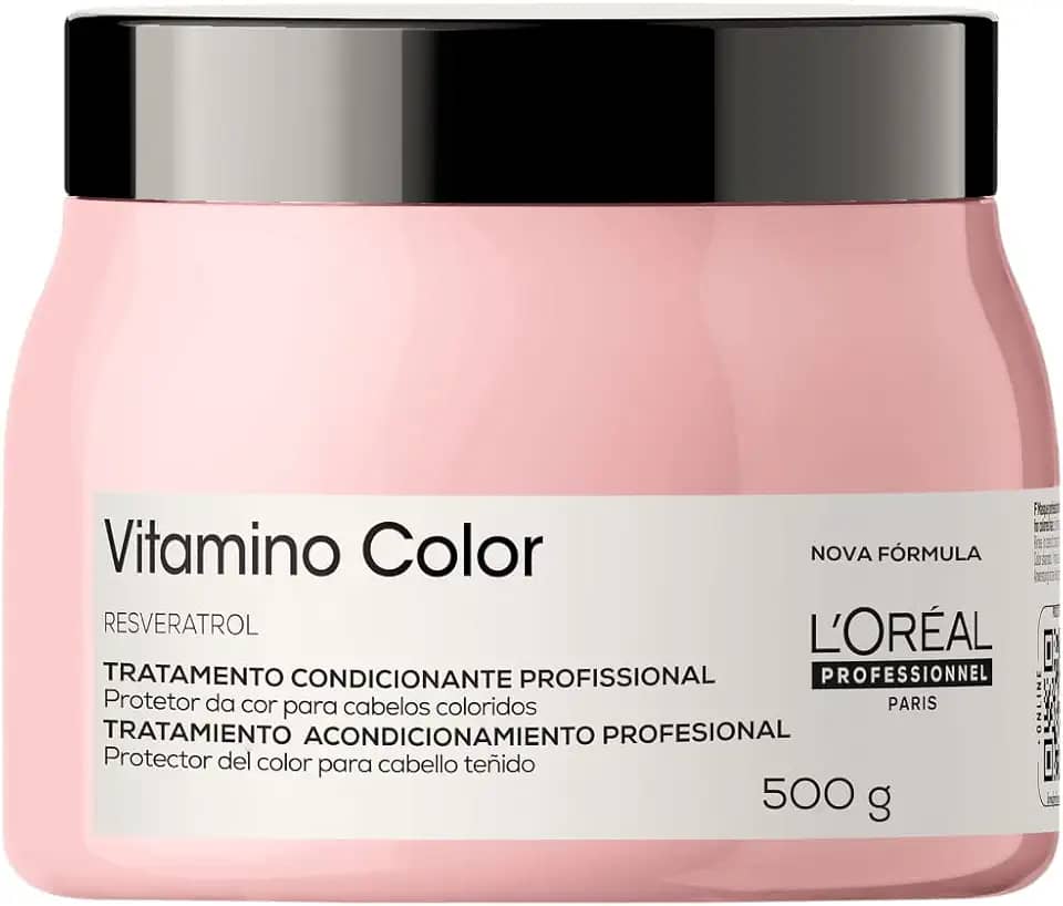 L'Oréal Professionnel Máscara de Tratamento Vitamino Color, Protege e preserva a cor do cabelo, Aumenta o Brilho, Hidrata e Desembaraça, Para cabelos com coloração, 500g