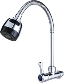Torneira Cozinha Gourmet Parede Flexível Metal Cromado Inox 2 Jatos contínuo e arejador 1/4 volta Tulipa Luxo Premium