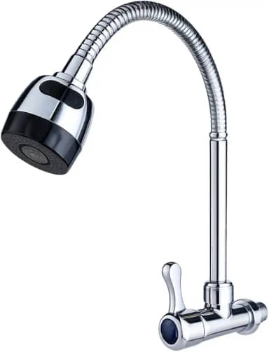 Torneira Cozinha Gourmet Parede Flexível Metal Cromado Inox 2 Jatos contínuo e arejador 1/4 volta Tulipa Luxo Premium