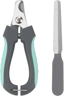 Cortador de Unha para Pet com Lixa Kit de Cortador e Lixa 12 cm Cachorro e Gato Cinza e Azul Higiene Pet
