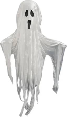 Enfeite Halloween Fantasma Gigante Branco de Pendurar 2 Metros Decoração Teto Hall Externa Casa Quintal Jardim Arvore